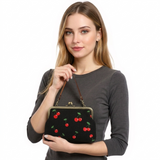 Cherry Kiss Lock Bag in Linen Blend Fabric