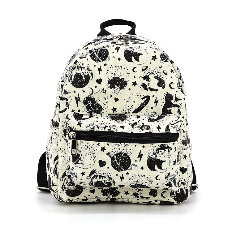 Celestial Cat Collage Mini Backpack in Nylon