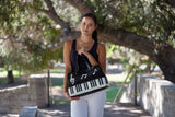 Piano and Music Key Notes Canvas with Leatherette Trim Doctor's Satchel (Black)