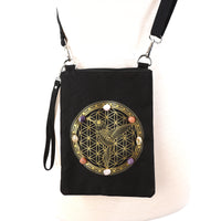 Hummingbird & Crystals Shoulder Bag in Canvas