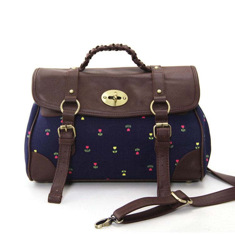 Blue Tulip Satchel/Messenger In Cotton And PU Material