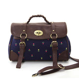 Blue Tulip Satchel/Messenger In Cotton And PU Material