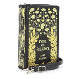 Pride and Prejudice Floral Book Clutch Bag