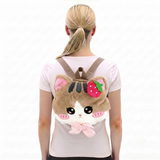 Kawaii Strawberry Cat Face Furry Backpack