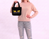 Furry Black Cat Tote in Polyester