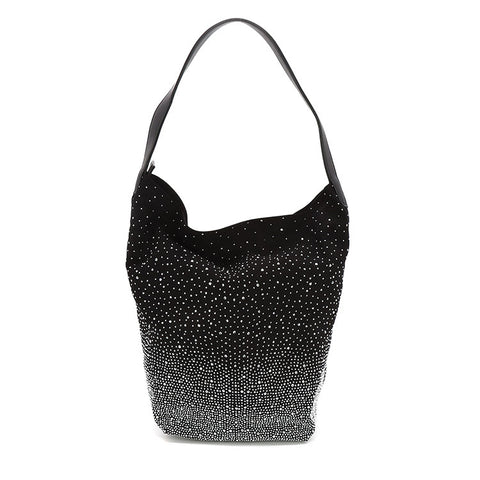 SPARKLY HOBO BAG IN CANVAS BLACK