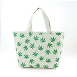 Fresh Green Palmate Leaves Printed Canvas Tote Bag