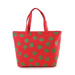 Fresh Green Palmate Leaves Printed Canvas Tote Bag