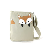 Peeking Fox On Large Canvas Shoulder Crossbody Bag