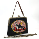Howdy Cow Girl on Horse Kiss Lock Bag in Cotton Linen Blended Material
