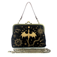 CELESTIAL DRAGON KISS LOCK BAG IN LINEN COTTON BLEND