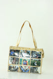 FASHION  VINYL PATENT PHOTO TOTE BAG W/STUDS