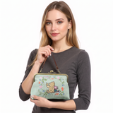 Pooh and Piglet Kisslock Bag in Linen Blended Material