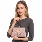Pooh and Piglet Kisslock Bag in Linen Blended Material