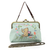 Pooh and Piglet Kisslock Bag in Linen Blended Material