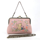 Pooh and Piglet Kisslock Bag in Linen Blended Material