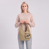 Cat Patch Pocket Hobo Bag in Polyester