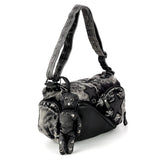 Vintage Washed Denim Shoulder Bag with Star Motif