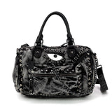 Vintage Washed Denim Satchel Eye Motif in Cotton