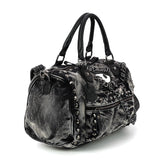Vintage Washed Denim Satchel Eye Motif in Cotton
