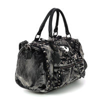 Vintage Washed Denim Satchel Eye Motif in Cotton
