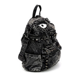 Vintage Washed Denim Mini Backpack Eye Motif in Cotton