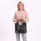 Vintage Washed Denim hobo bag w/Doll in Cotton