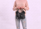 Vintage Washed Denim hobo bag w/Doll in Cotton