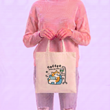 Coffee Cat Canvas Tote Bag