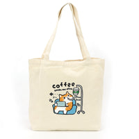 Coffee Cat Canvas Tote Bag