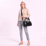 Dual Skull Satchel Bag in Vinyl