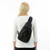 Skull Embossed Sling Bag in Vinyl