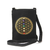 Sacred Geometry 7 Chakras Crystal Grid Cross Body in Canvas Material