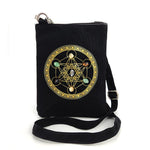 Sacred Geometry Wealth and Prosperity Crystal Grid Crossbody Bag in Canvas Material