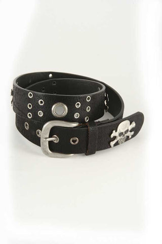 VINYL BELT WITH SKULL STUDDED