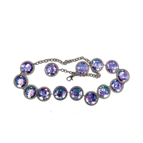 Brass Chain belt w/ Purple colored stones