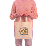 Coffee Cat Canvas Tote Bag