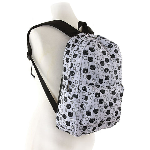 Cats And Gems Printed Polyblended Fabric Backpack