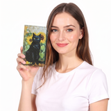 Black cat sunflower wallet in vinyl