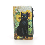 Black cat sunflower wallet in vinyl