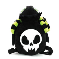 Glow in the Dark Skull Head Spider Plush Backpack in Polyester