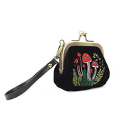MUSHROOM KISS LOCK COIN PURSE IN VELVOUR