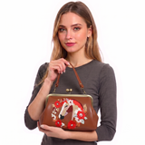 Floral Wreath Horse Kisslock Bag in Vinyl