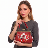 Floral Wreath Horse Kisslock Bag in Vinyl