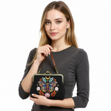 Moon Moth Vintage Kiss Lock Bag in Linen Blended Material
