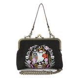 Purple Snake  + Ghosts Wreath Kiss Lock Bag in Linen