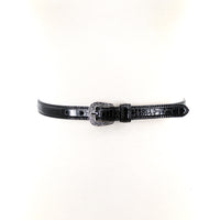 Narrow Croco Print Belt in Vinyl