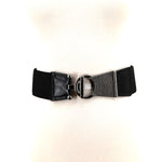 Textured Metal Buckle Stretch Belt in Nylon; front view