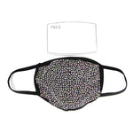 Rhinestone Face Mask in Polyester Material, clear color, front view