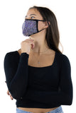 Rhinestone Face Mask in Polyester Material, clear color, side view on model